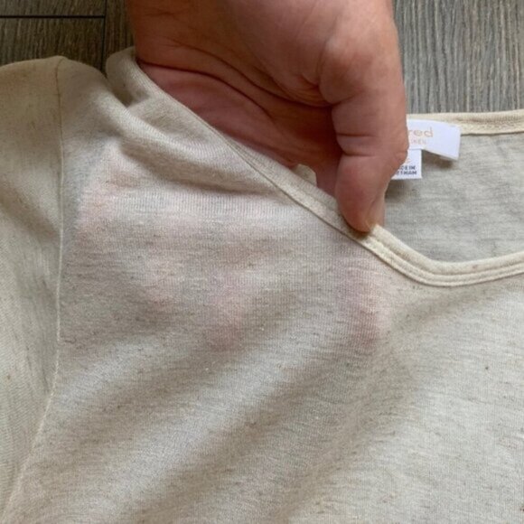 Aritzia Wilfred T-shirt Heathered Short Sleeve Linen blend Crew neck Cream XXS - Picture 9 of 12